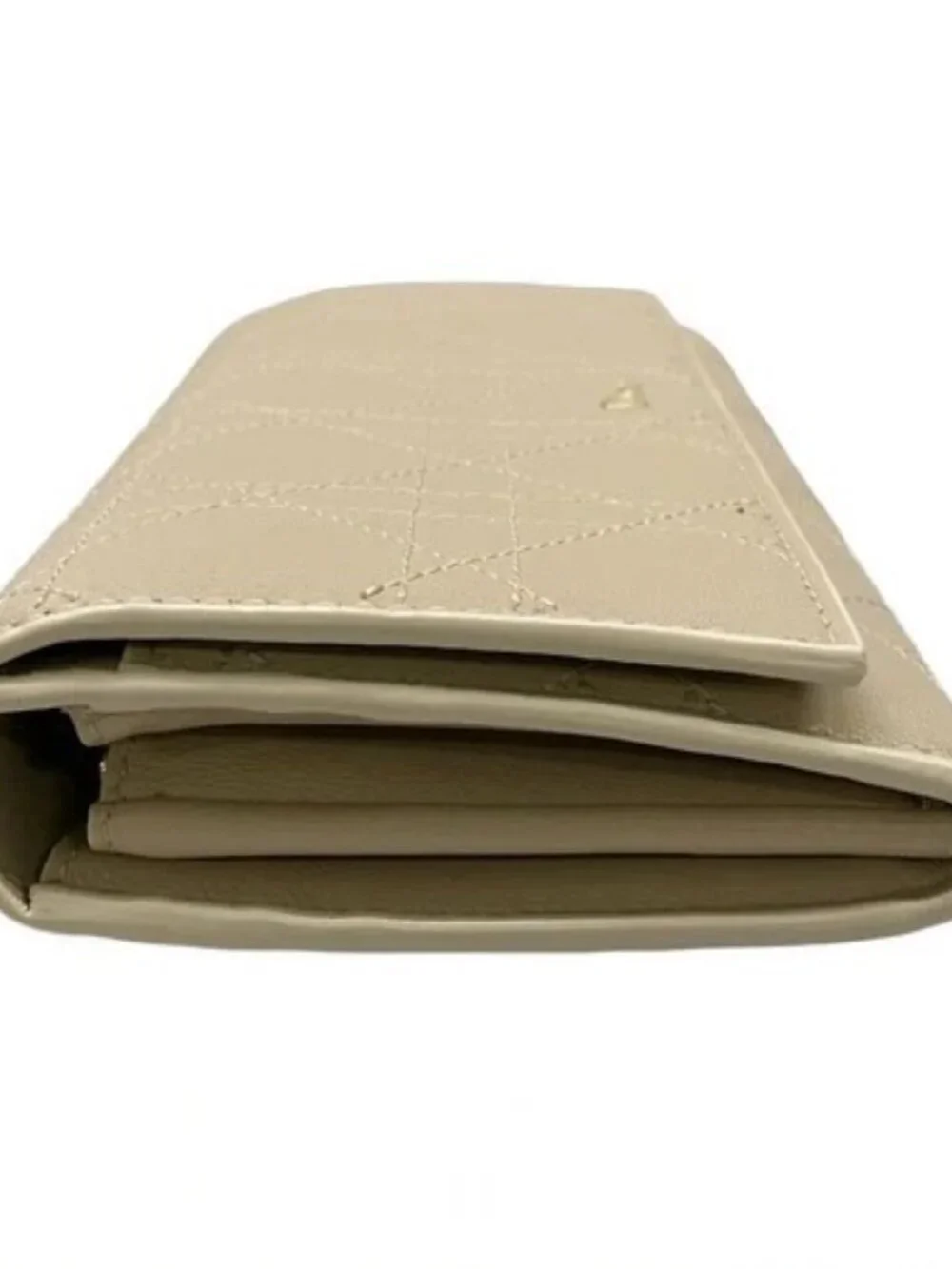 DIOR/ChristianDior Cannage Stitch S4608OSQM73UU Beige Leather Long Wallet